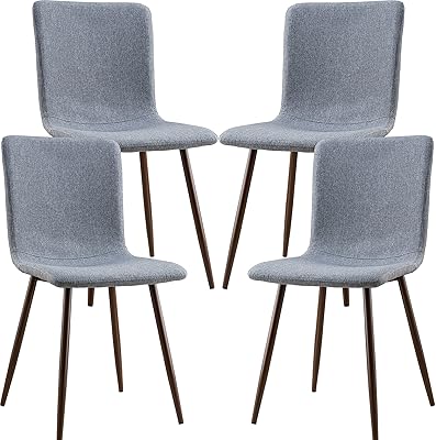 Poly and Bark Wadsworth Dining Chair with Walnut Legs, Set of 4, Gray