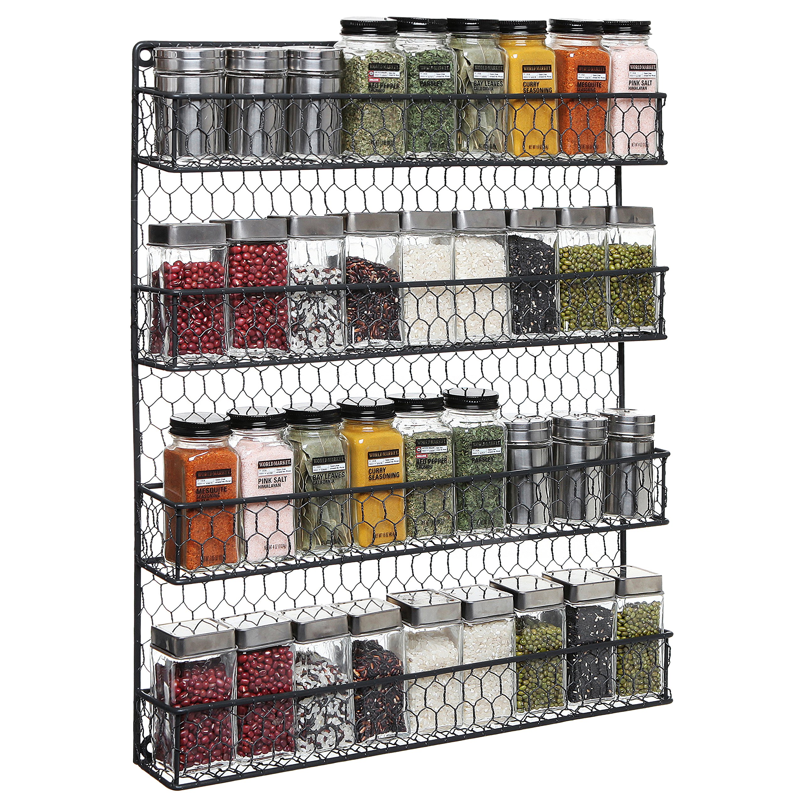 4 Tier Black Country Rustic Chicken Wire Pantry Cabinet Or Wall