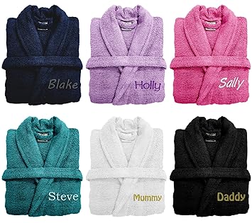 Bademantel, personalisierbar, aus Frottee, luxuriös, bestickt, Bademantel aus 100 % ägyptischer Baumwolle, 500 g/m2, besonder