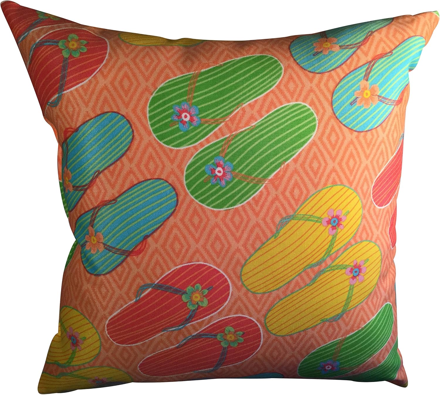 Indoor Outdoor Flip Flops Summer Beach Throw Pillow 20 x