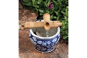 Bamboo Accents Zen Fountain Kit - Three-Arm, Split-Resistant Bamboo for DIY Indoor/Outdoor Oasis - for Large Containers (Bowl Not Included) (7" Three-Arm)