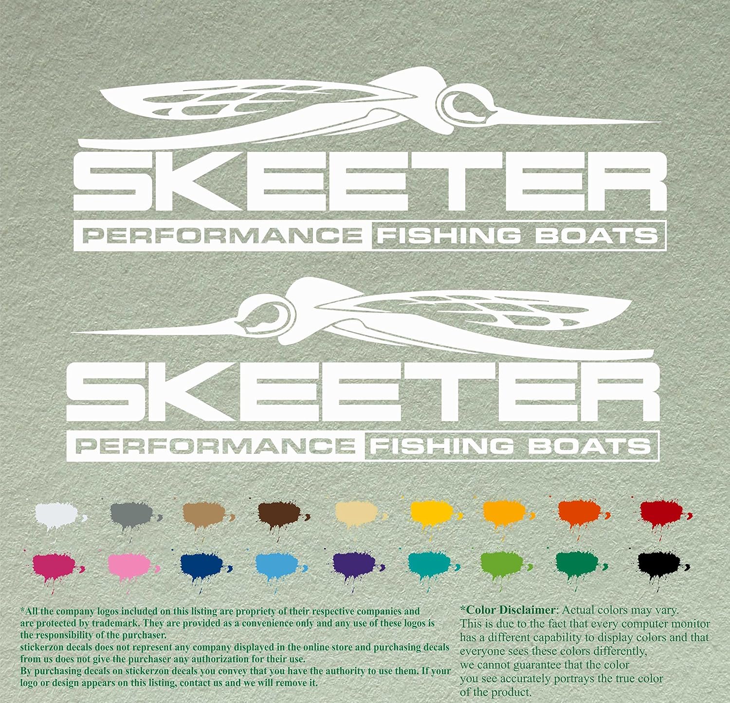 Pair of Skeeter Performance Boats Outboards Decals Vinyl