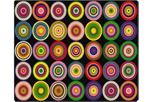 Flagship Carpets Color Rings Colorful Children's Area Rug for Kids Room Circle Seating Décor, Play Carpet for Teaching and Playing, Seats 35, 10'6" x 13'2, Black