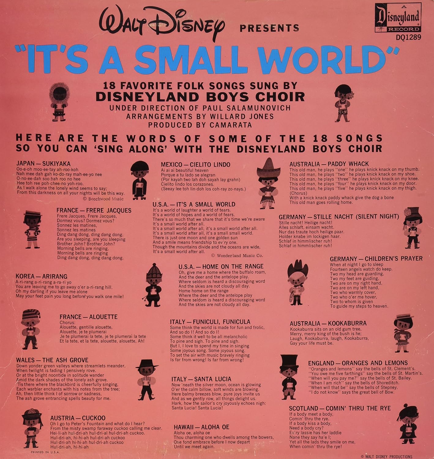 Jones Camarata Salamunovich Walt Disney Presents It s A Small Jones Camarata Salamunovich Walt Disney Presents It s A Small World 18 Favorite Folk Songs Amazon Music
