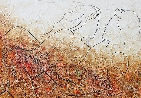 Quadro Artesanal Casal Deitado 70x100: Amazon.com.br: Casa