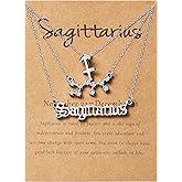 PANTIDE 3Pcs Constellation Zodiac Layer Necklaces for Women Girls, Retro 14K Gold Plated 12 Constellation Pendant Necklace Exquisite Letter Horoscope Old English Zodiac Sign Jewelry Birthday Gift