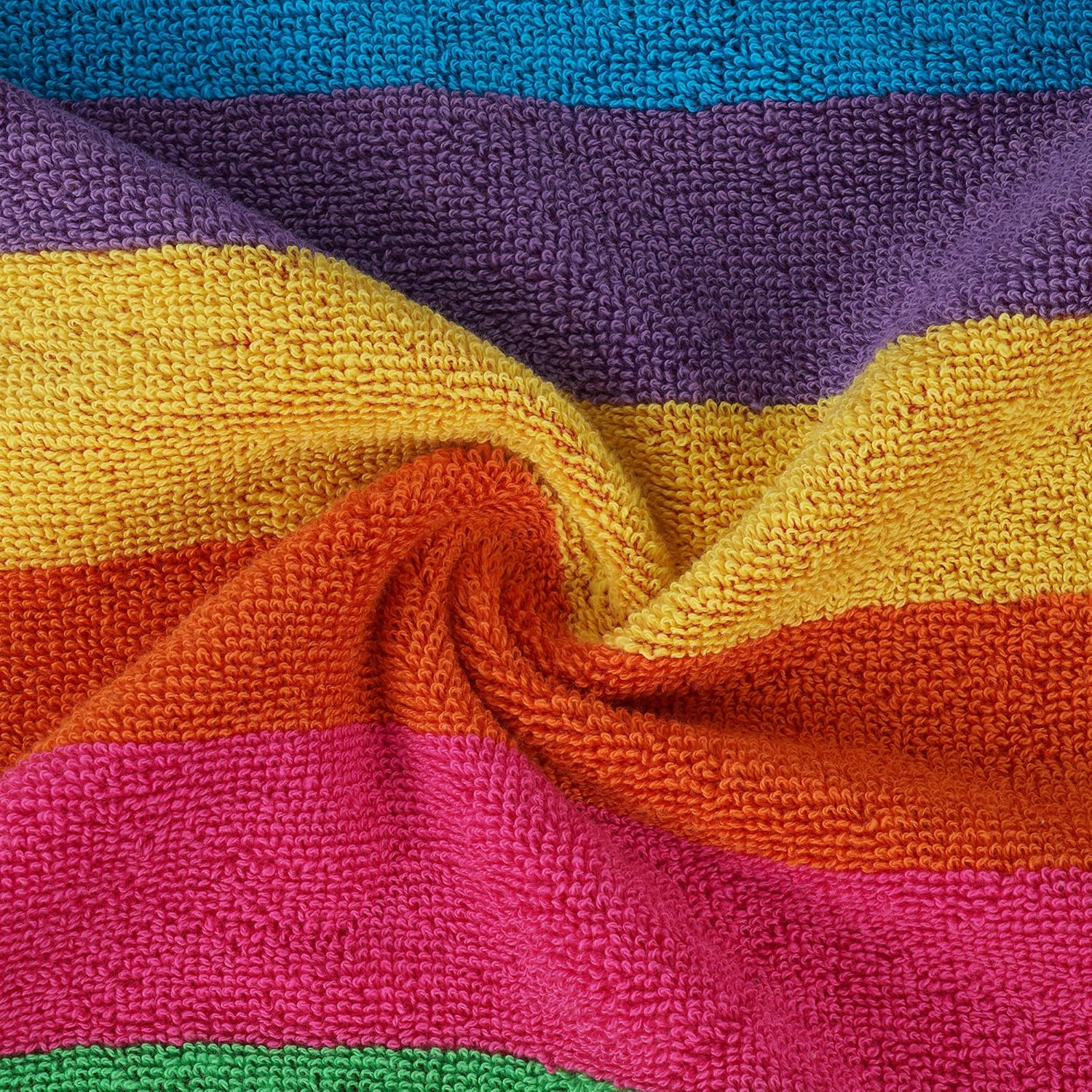 SweetNeedle Beach Towels for Adults Pack of 2, Miami Vibe Multi Cabana Stripe Classic, 100% Cotton Terry Ringspun Pool Towel - Image 4
