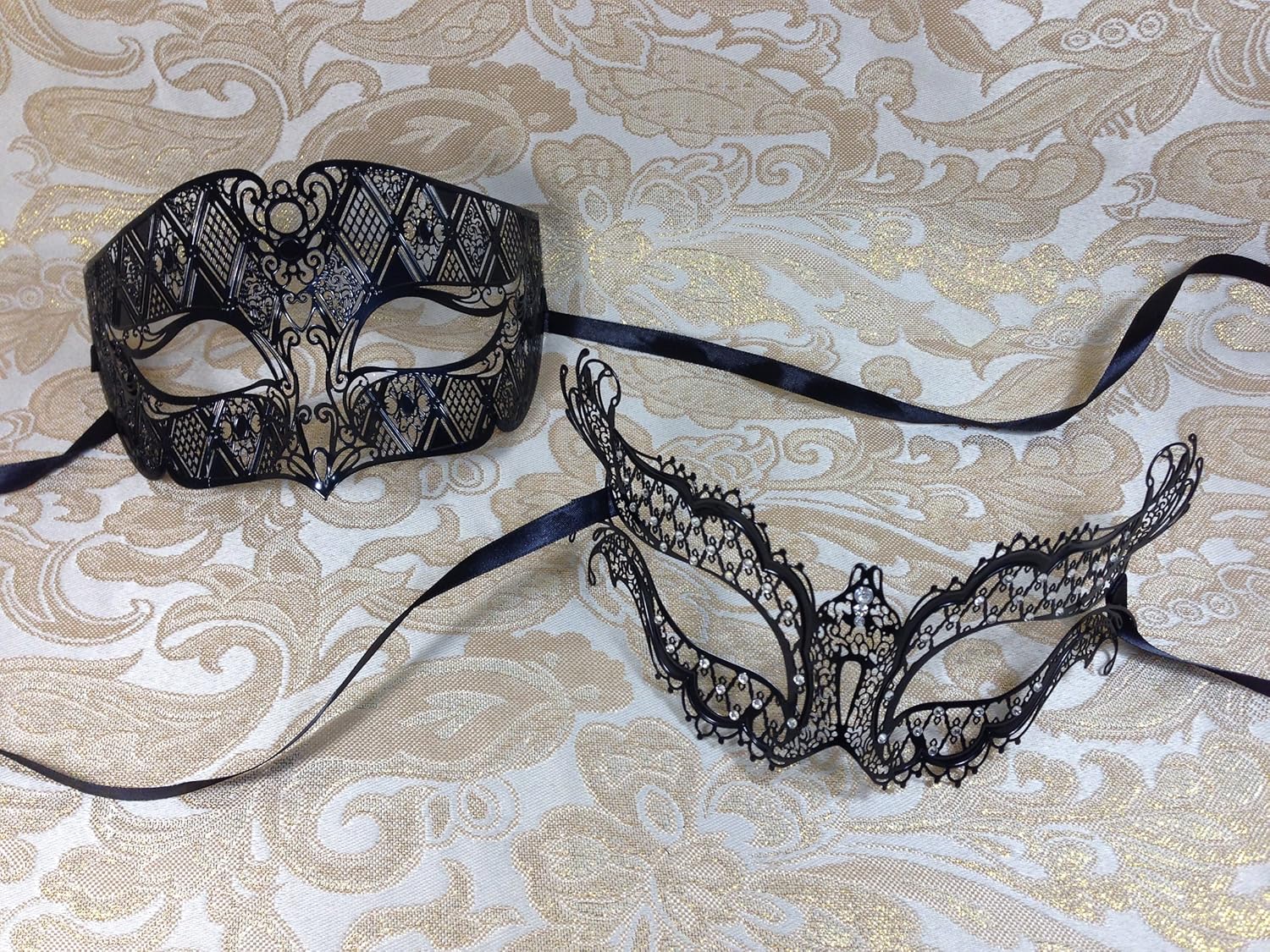His & Hers Masquerade Couples Design Masks 2