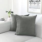 NiNi ALL Decorative Throw Pillow Covers Velvet Soft for Couch Sofa Bedroom Living Room Outdoor Pack of 2 18x18 Inch Grey