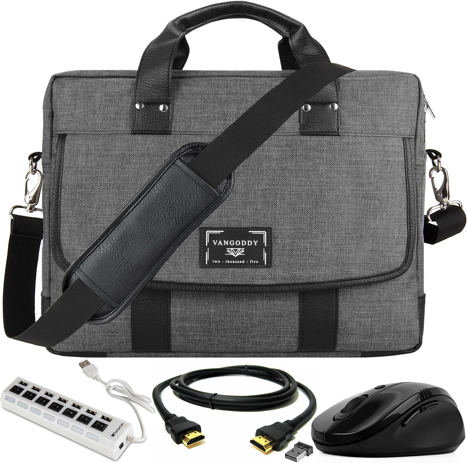 USB Hub, Mouse, HDMI Cable Laptop Briefcase Messenger Bag 17 17.3-inch for Dell G3 G7, Inspiron 17 5000 7000, Precision, Alienware