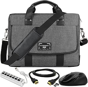 USB Hub, Mouse, HDMI Cable Laptop Briefcase Messenger Bag 17 17.3-inch for Dell G3 G7, Inspiron 17 5000 7000, Precision, Alienware