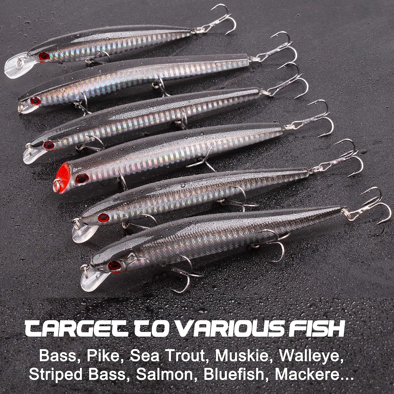 OROOTL Saltwater Fishing Lures Assortment - 6pcs Topwater Lure Set Plugs Minnow Popper Jerkbait Floating Surf Fishing Casting Lures for Striper Bass Salmon Perch : Sports & Outdoors