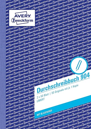 AVERY Zweckform 904 Durchschreibbuch, DIN A5, vorgelocht, 2 x 50 Blatt, weiß