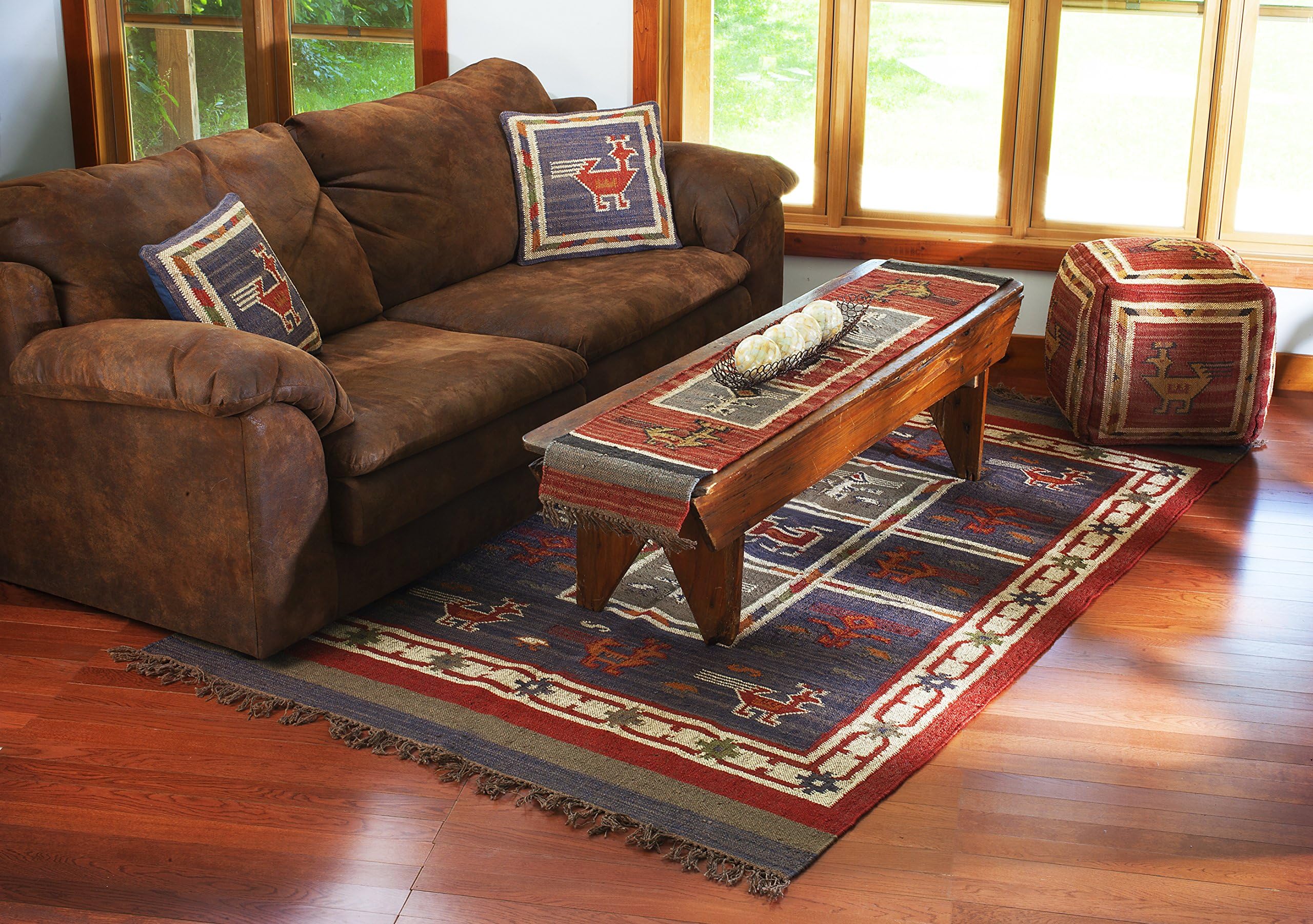 Hacienda Tribal Rug, 8-Feet by 10-Feet, Blue