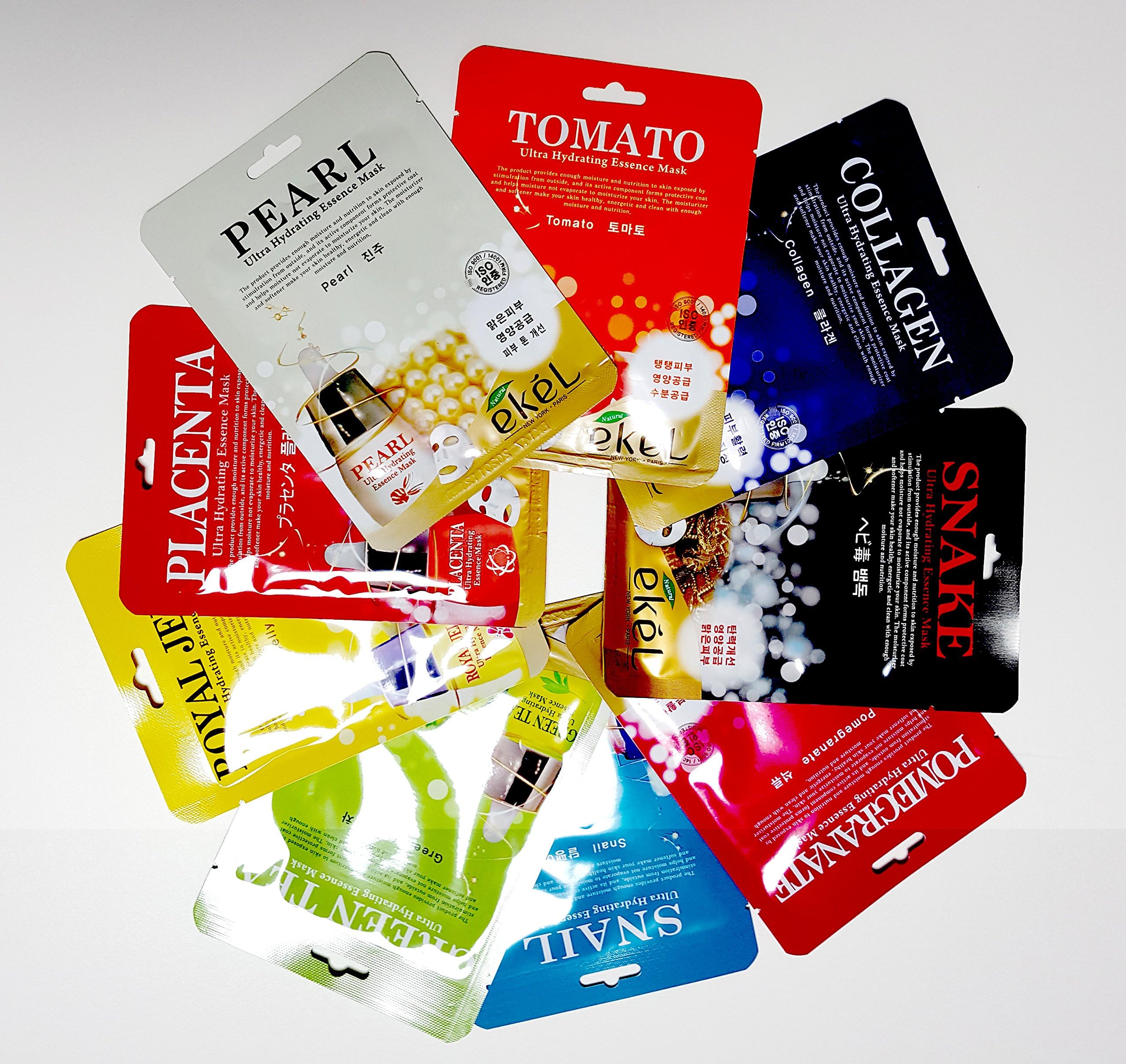 eKeL Korea Cosmetic Skin Care Hydrating Essence 3D Mask Pack 5pcs/9pcs/15pcs of 15 kinds at Random (9pcs)