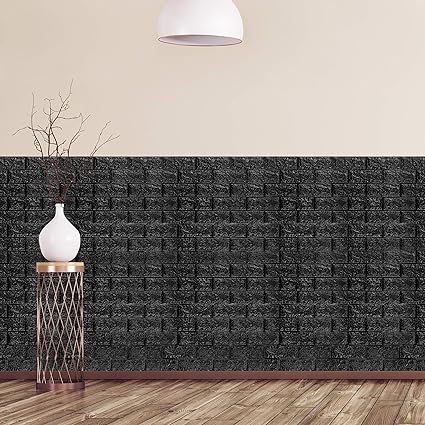 Relaxdays 10026763 1064 Nero Pannelli Da Parete Autoadesivi 3d Set Da 10 Effetto Pietra Decorativi In Pe Gommapiuma 78x70 Cm 78 X 70 X 7 Cm Amazon It Casa E Cucina