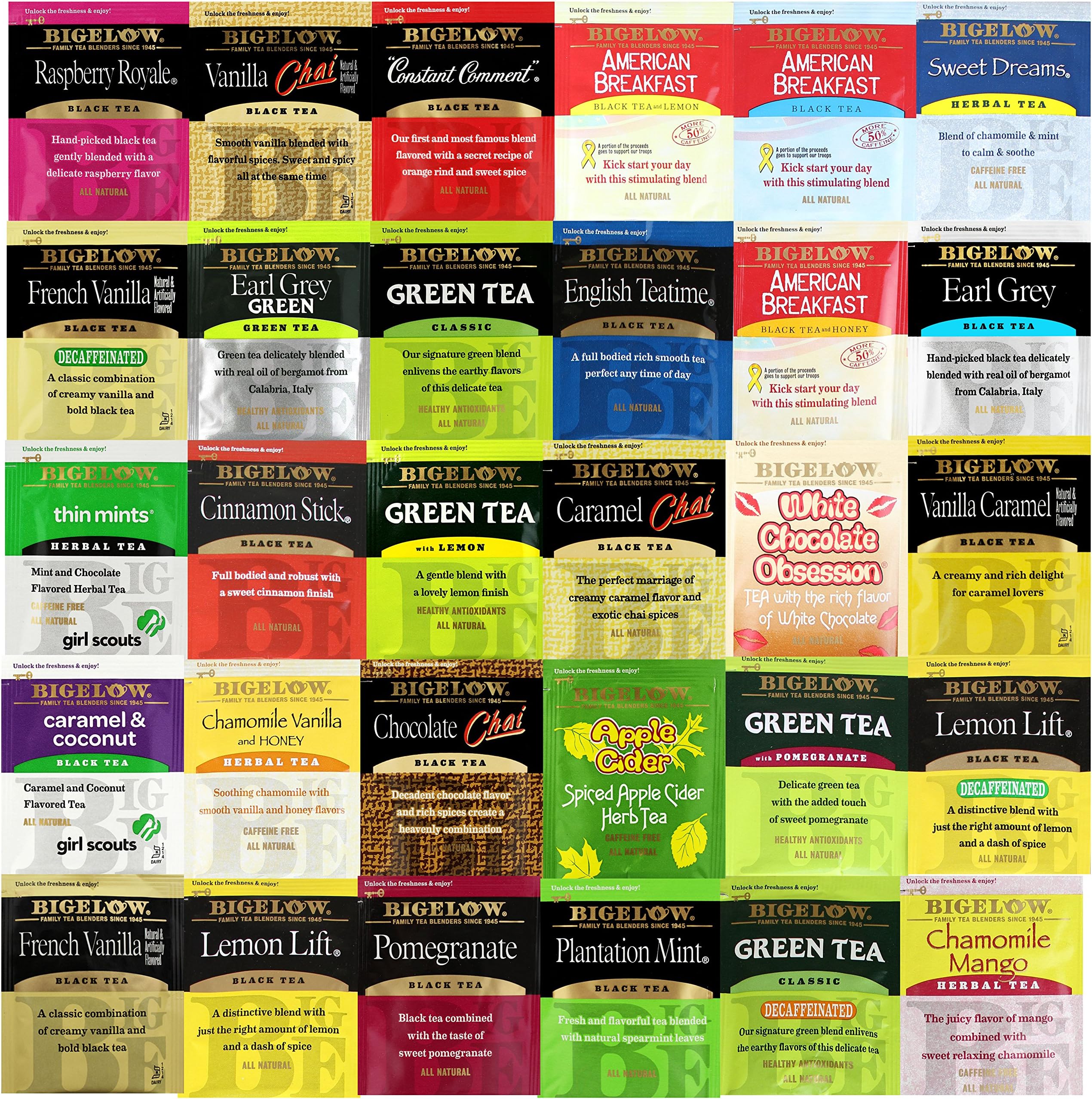 Bigelow Tea Assorted Sampler Pack, Mixed Tea Selections (30 Count)