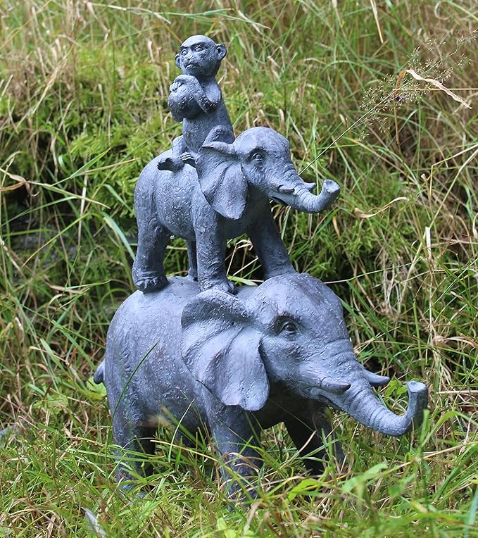 Elephant Monkey Garden Ornament Outdoor Indoor Statue Animals Decor