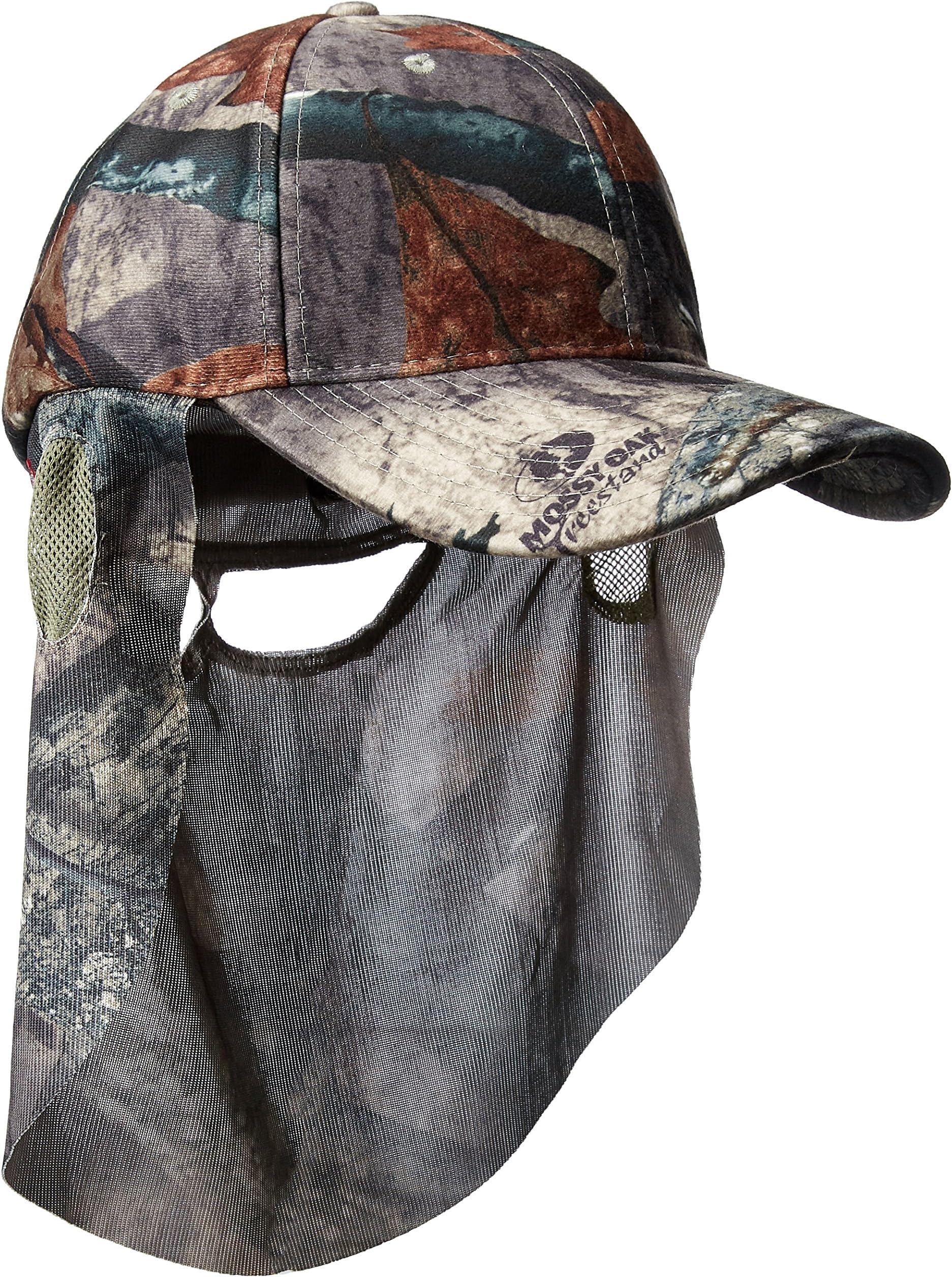 QuikCamo Mossy Oak TreeStand Camouflage Cap Camo Hunting Hat with Rear Model Face Mask Technology