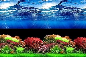 HITOP L31.5'' x H15.7'' 3pcs Double Sides Aquarium Background Picture,3 Different pcs with Total 6 Options Patterns for Fish Tank Decoration