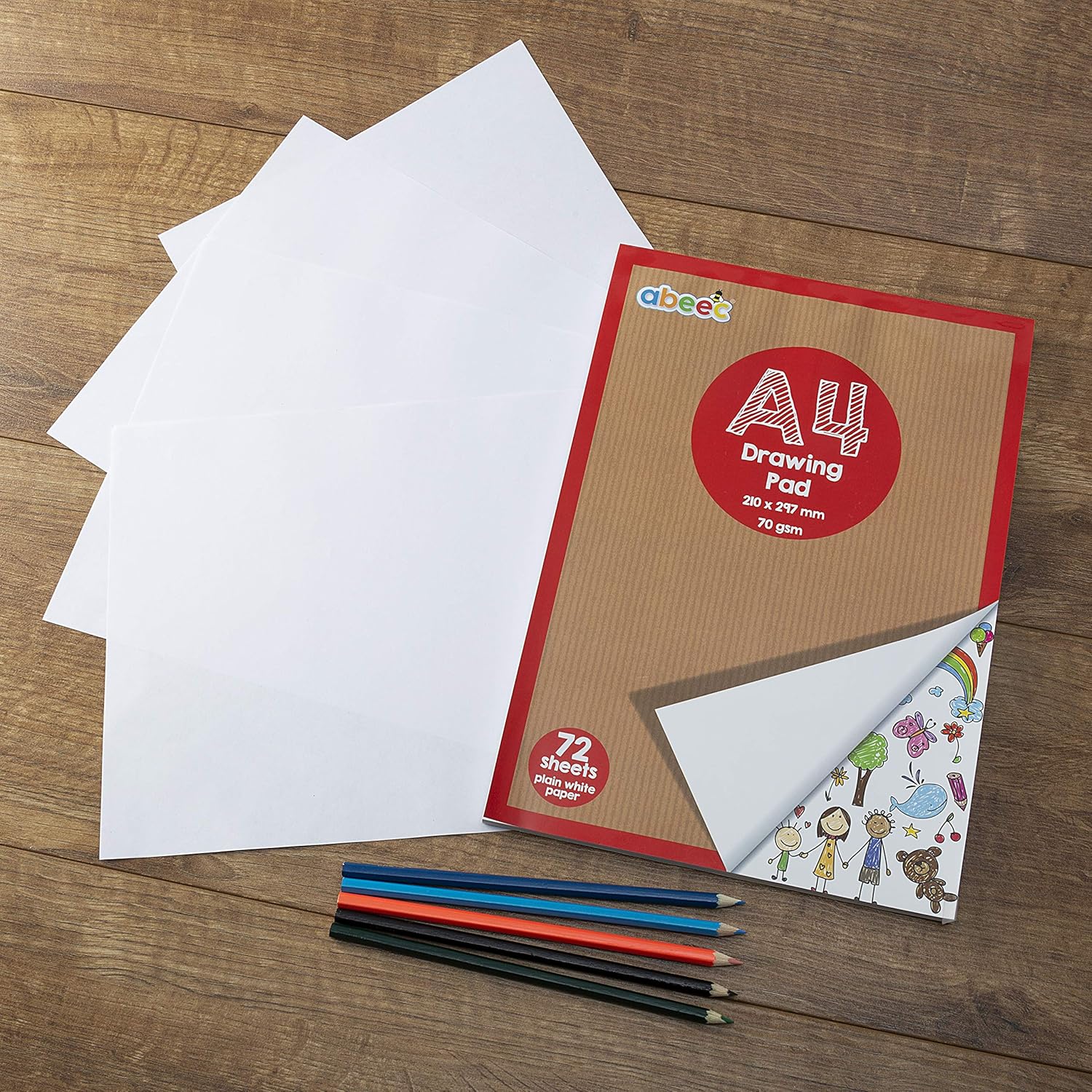 abeec A4 Plain Paper Drawing Pad, 72 Sheet Sketch Book, A4 Drawing Pad - Image 3