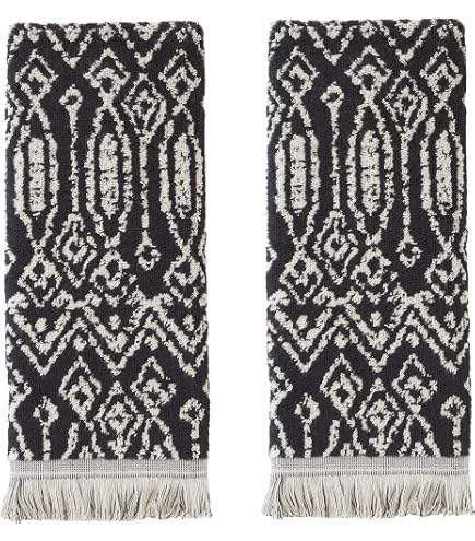 Avanti Linens Fingerspitzenhandtuch – 45,7 X 27,9 Cm, 100% Baumwolle, Chevron-Muster In Silber/Grau, Maschinenwaschbar