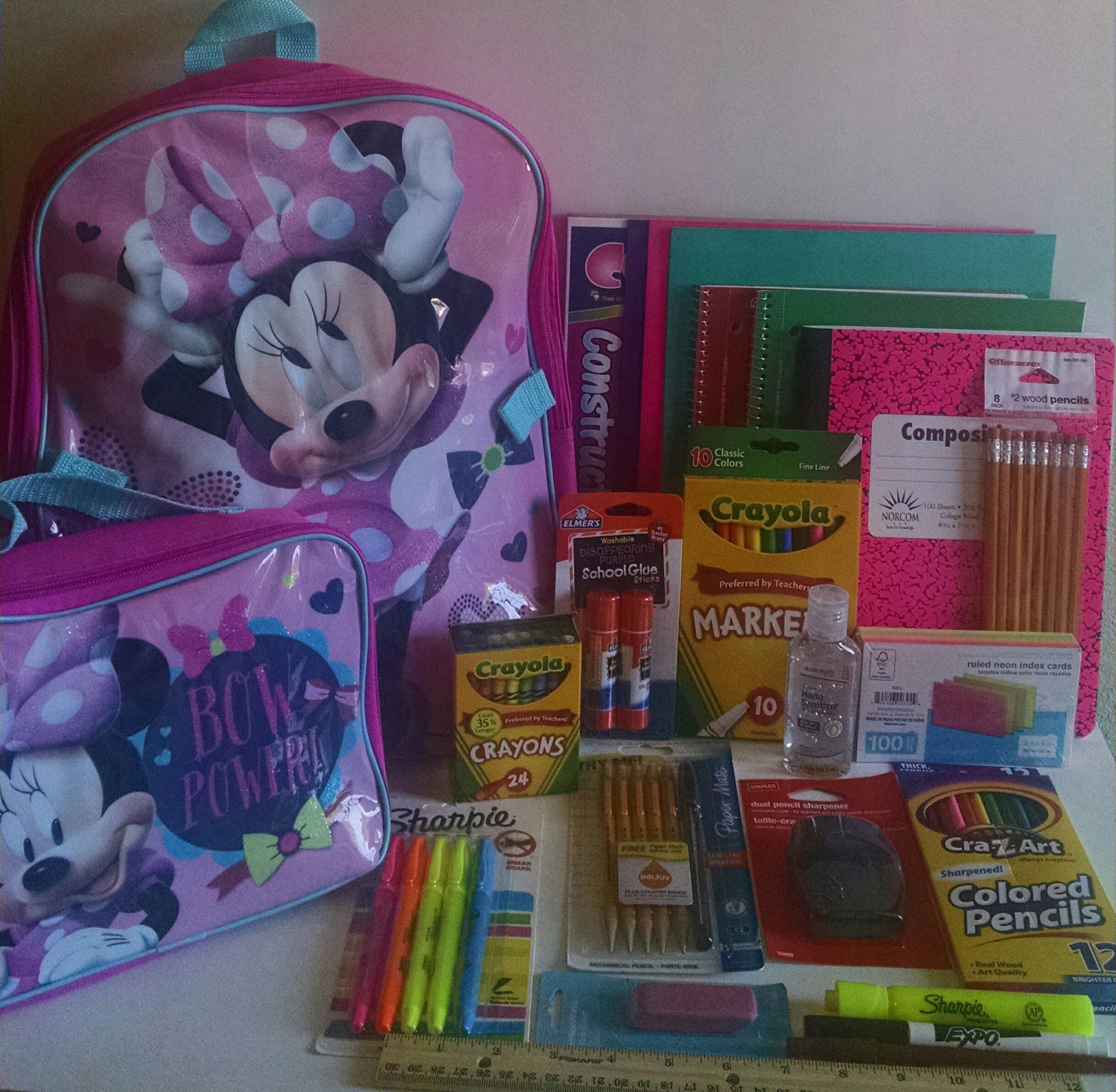 Disney Minnie Mouse Back To School Supplies Bundle Pre-K through 3rd Grade ~BOW POWER~