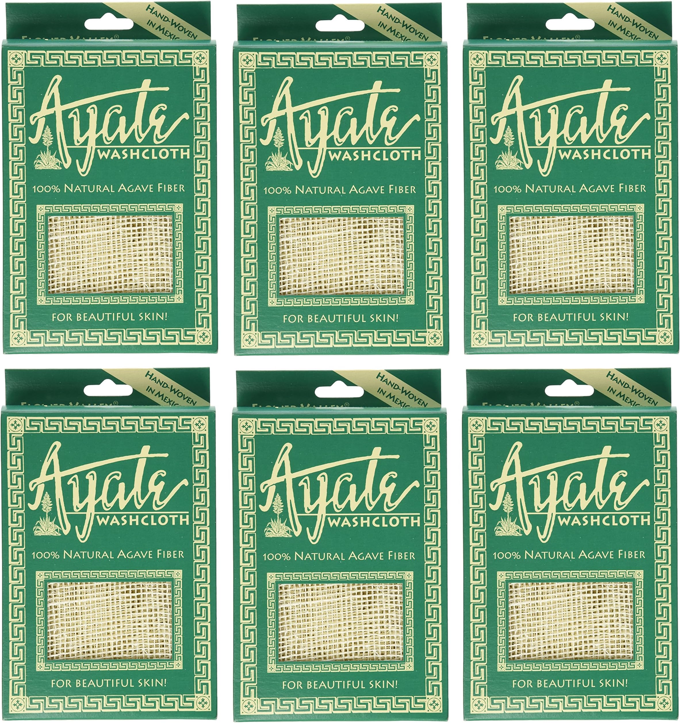 Ayate Washcloth, 100% Natural Agave Fiber, 1 washcloth (Pack of 6)