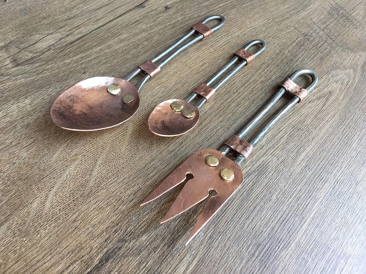 Copper flatware, copper cutlery, antique copper, midcentury