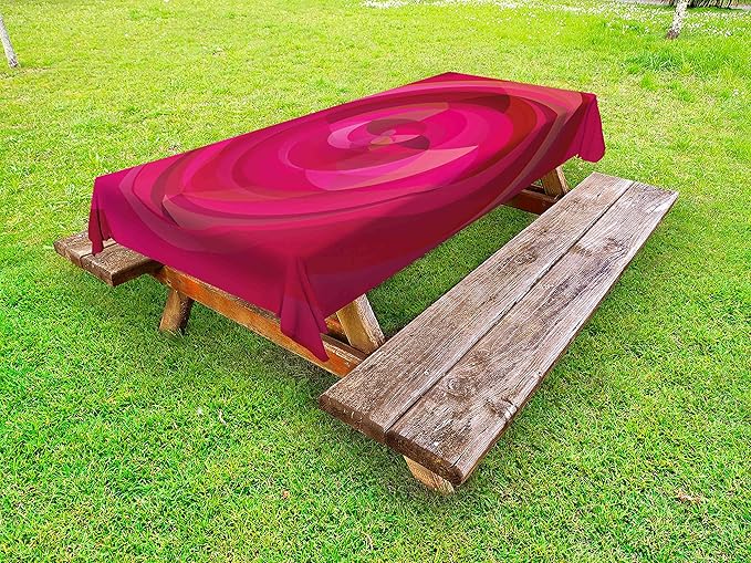 Ambesonne Hot Pink Outdoor Tablecloth, Abstract Vortex with