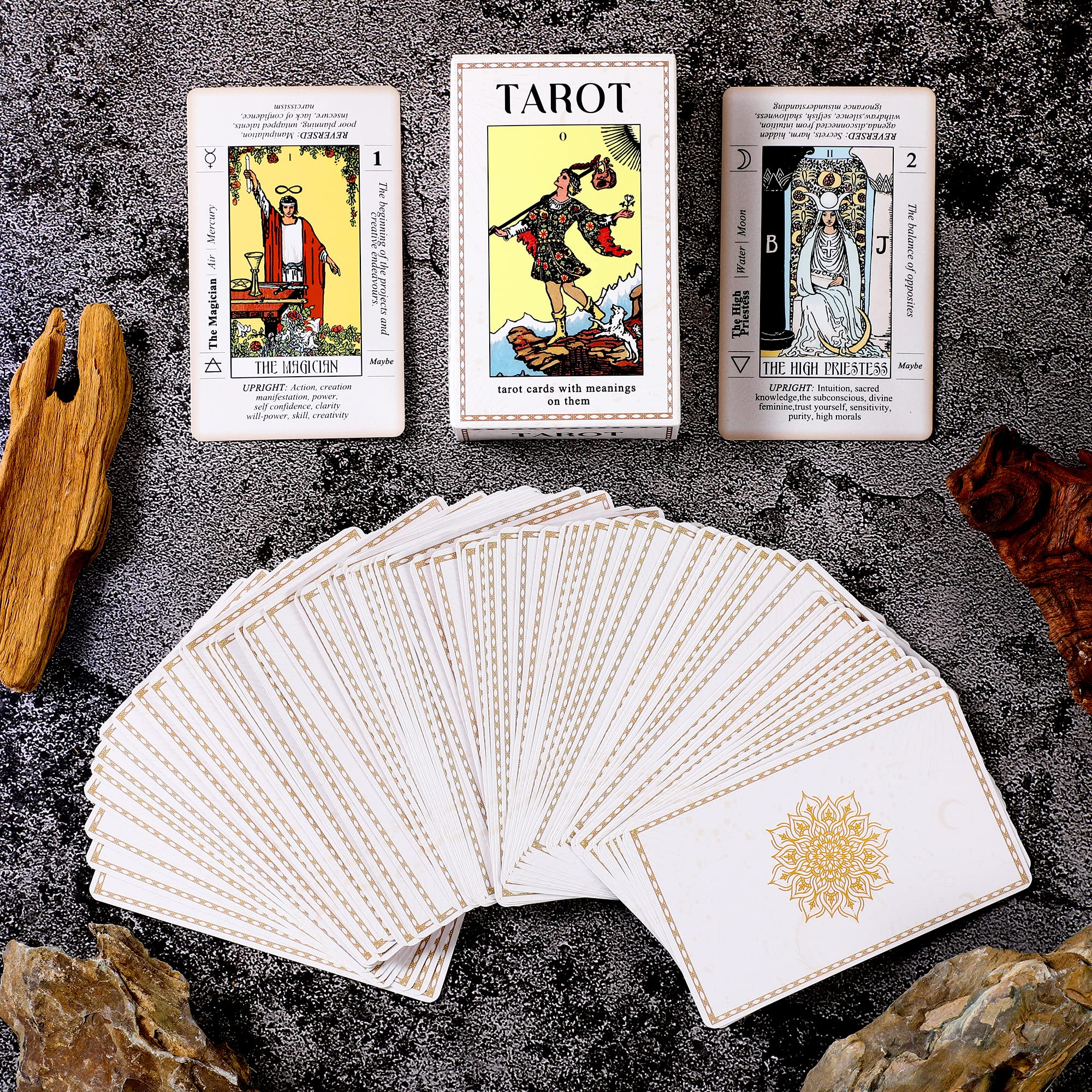 Sincerez Tarot Cards Deck for Beginners with Meanings On Them,Tarot Card Guidebook Bag