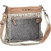 Myra Bag Hide & Floral Upcycled Canvas Crossbody Bag S-1202