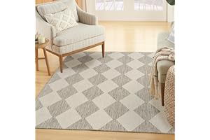 Nourison Home Positano Light Grey 4' x 6' Indoor/Outdoor Area Rug, Easy Cleaning, Non Shedding, Modern, Geometric Pattern