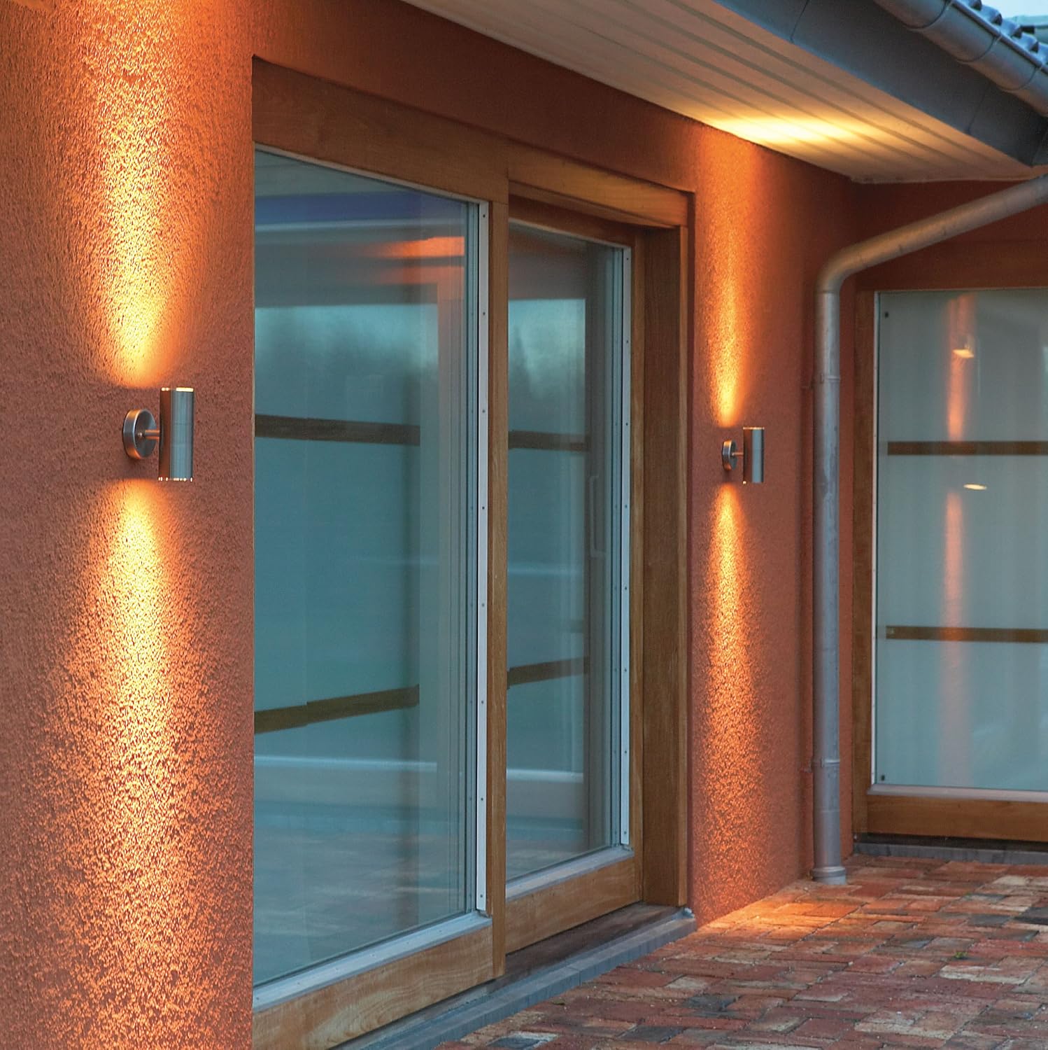 Konstsmide Outdoor Wall Light Mains Powered/Modena Up Down Modern Lantern/2 x 35 W GU10 Max Lamp/Clear Glass Lens/IP44/Outside Light Grey - Image 3