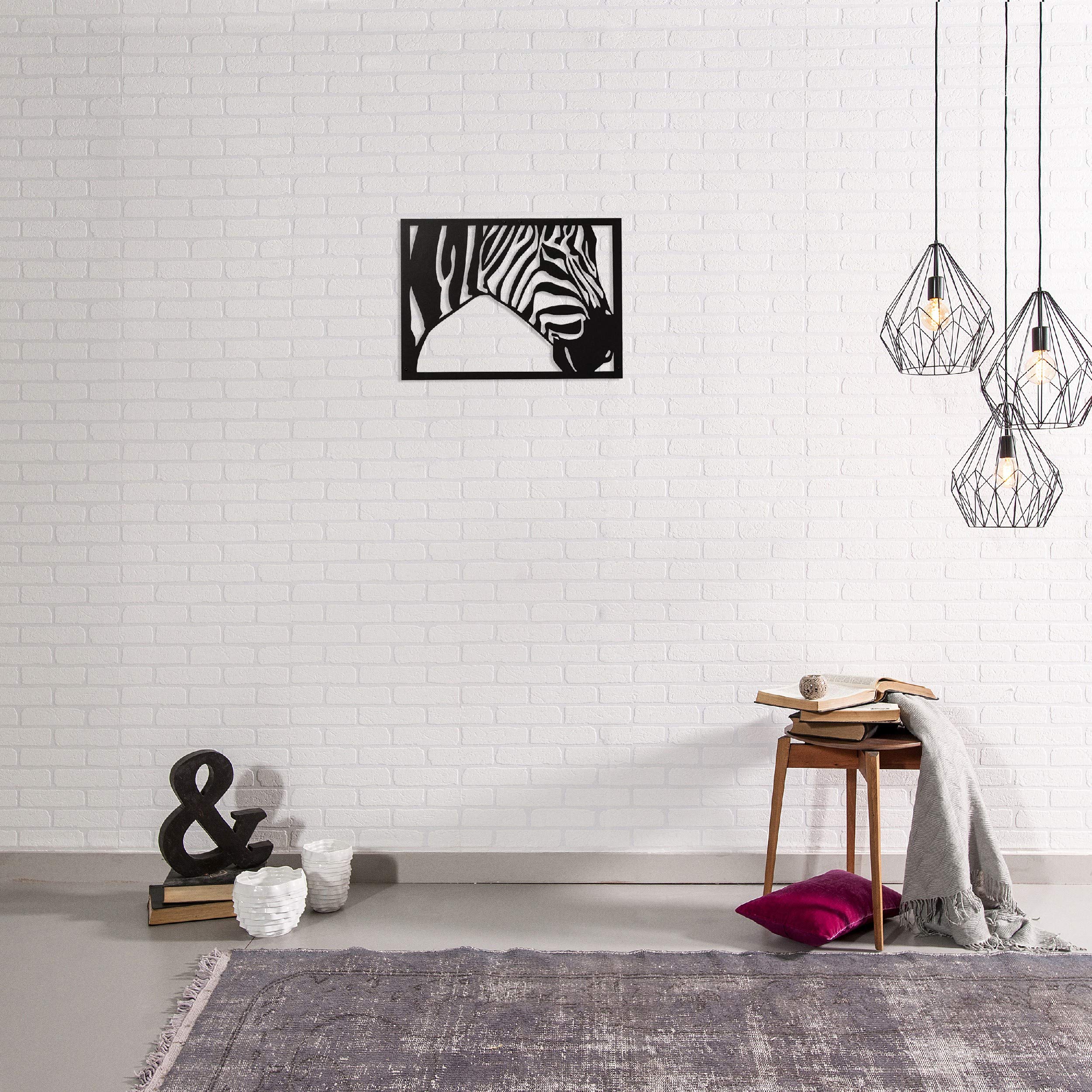 Homemania Zebra Black Cold Rolled Steel Wall Art Home Decor Living Room Office Wall Art