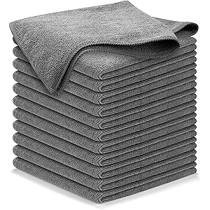 USANOOKS Microfiber Cleaning Cloth Grey - 12 Pcs (12.5"x12.5") - High Performance - 1200 Washes, Ult...