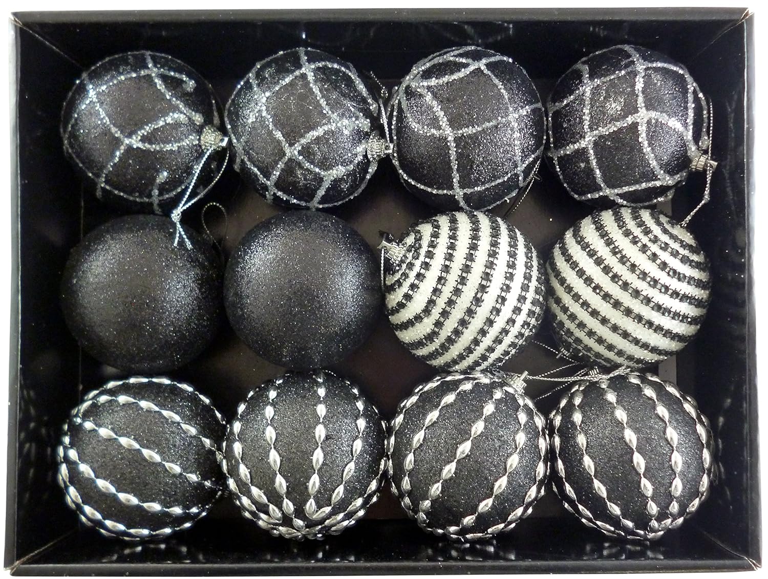 Christmas Shop Black & White Bauble Set Of 12 Amazon.co.uk Kitchen & Home