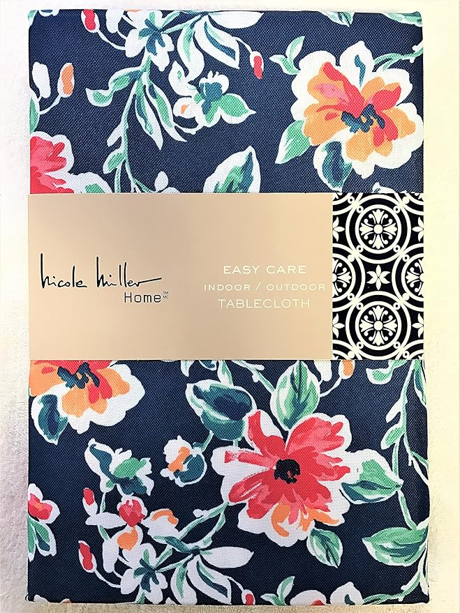 Nicole Miller Floral on Navy Blue Easy Care Indoor/Outdoor