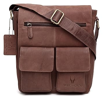 WildHorn Leather 27.94 cms Brown Messenger Bag (WHM231)