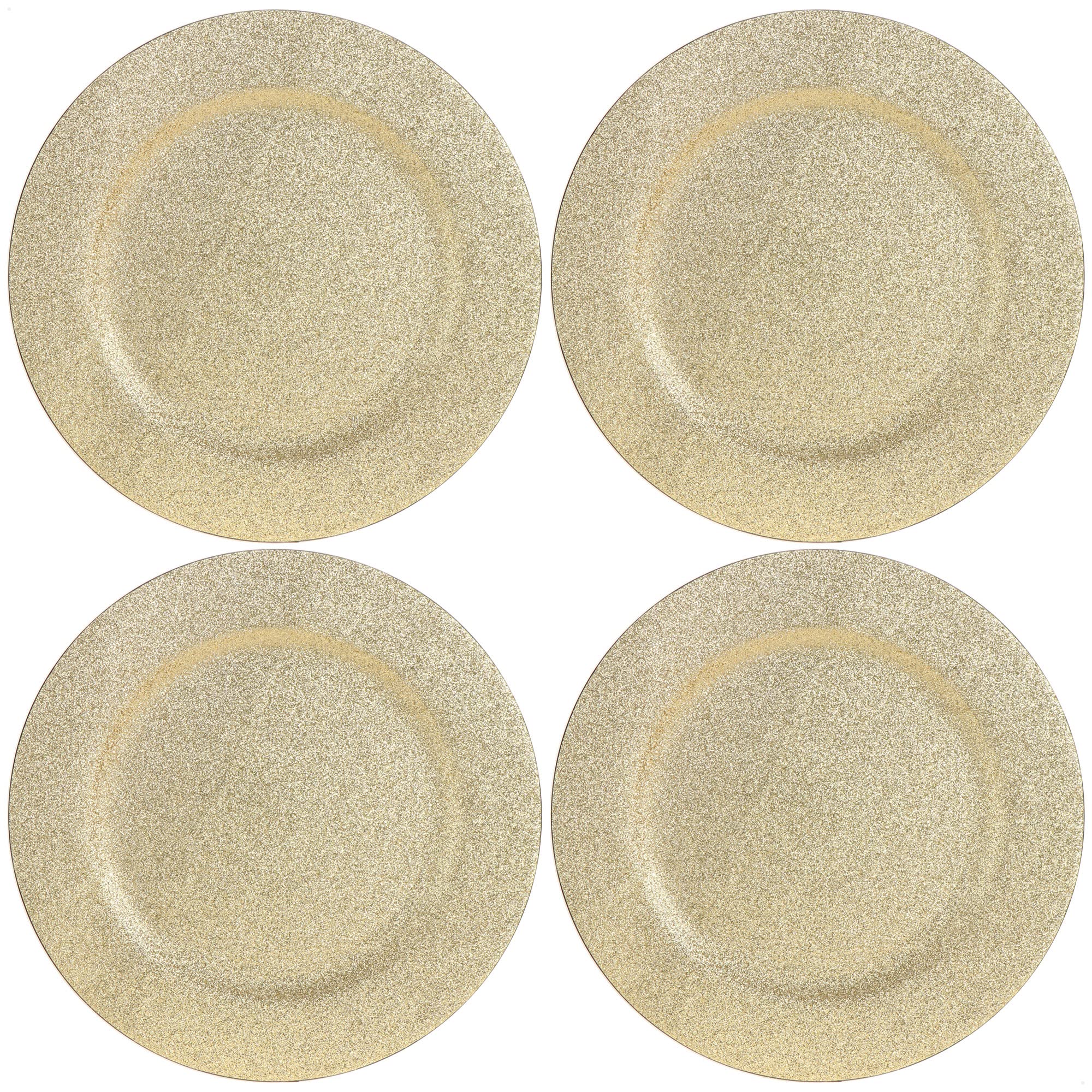 com-four® 4X Charger Plates - Glittering Reusable Monochrome Saucers as Table Decorations - Monochrome Decorative Plates for Weddings, Family Celebrations or Christmas - Ø 33 cm