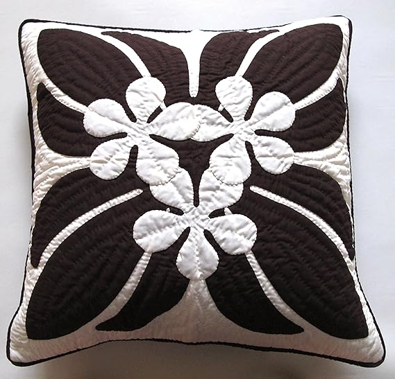 Hawaiian Quilt 2 Pillow Covers, Cushions, 100 Hand Quilted