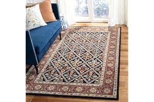 SAFAVIEH Heritage Collection Accent Rug - 4' x 6', Navy & Red, Handmade Traditional Oriental Wool, Ideal for High Traffic Are