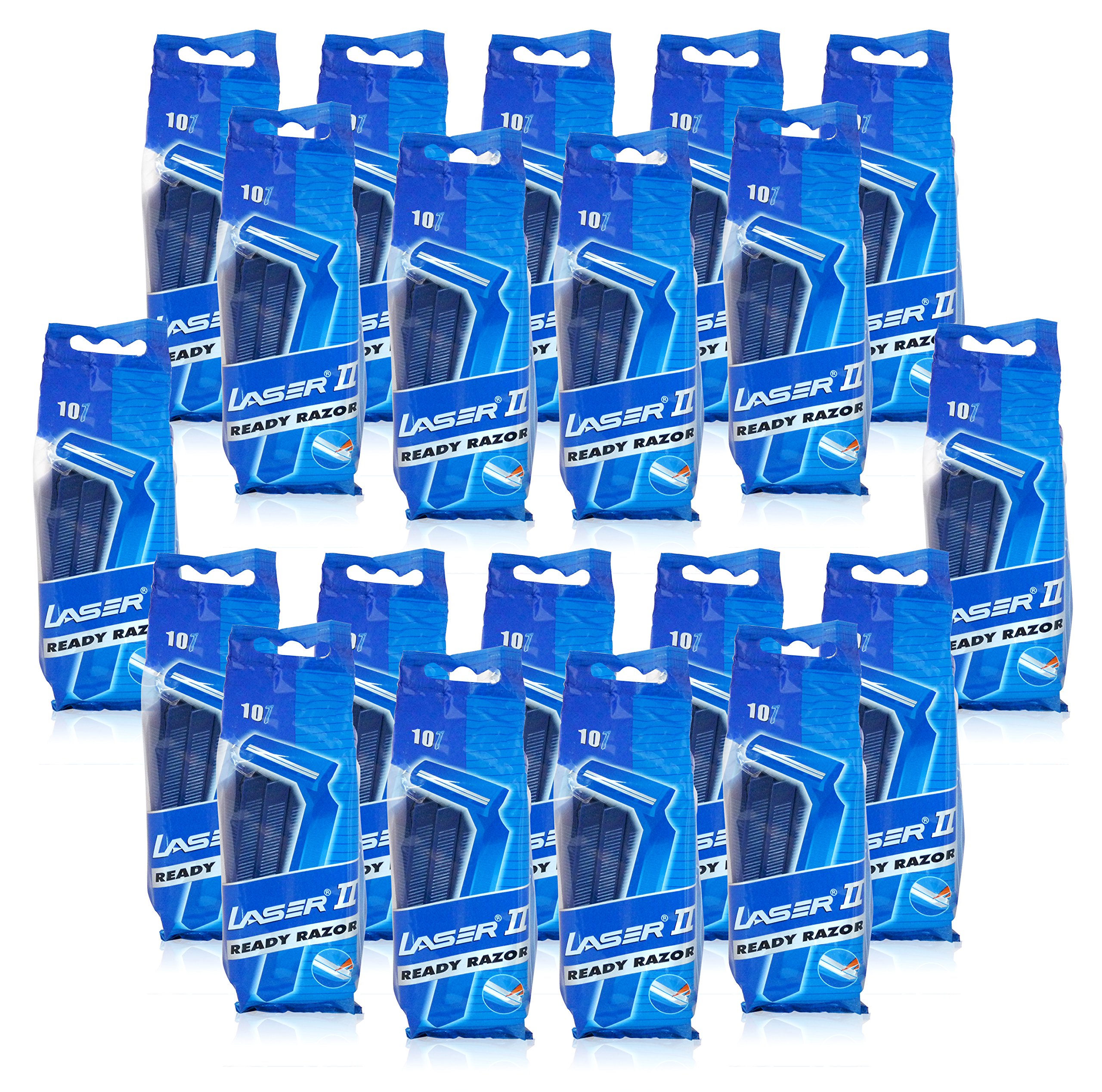 200X LASER II TWIN BLADE MENS DISPOSABLE RAZOR BLADES *20 PACKS OF 10*