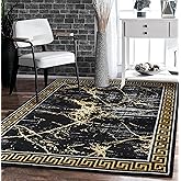 GLORY RUGS Area Rugs Marble 8x10 Black Gold Carpet Modern Abstract Rug Living Room Dining Bedroom Rug