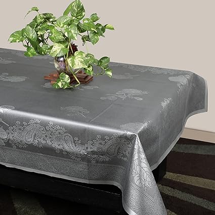 Azalea Rexeena Centre Table PVC Embossed Table Cover, Grey, Pack of 1