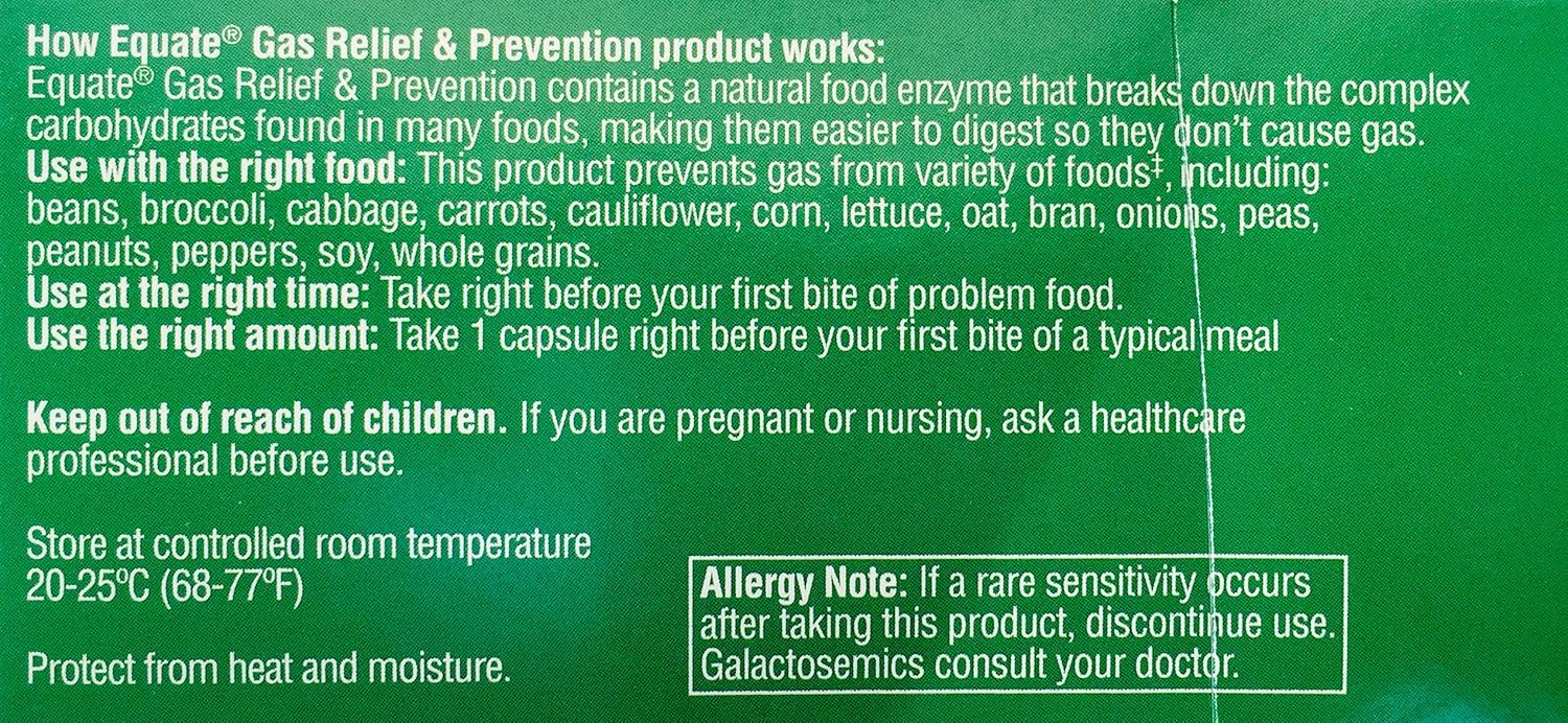 Equate 2 Pack of Gas Relief Prevention, Food Enzyme Dietary Supplement, 200 Count: Health & Personal Care