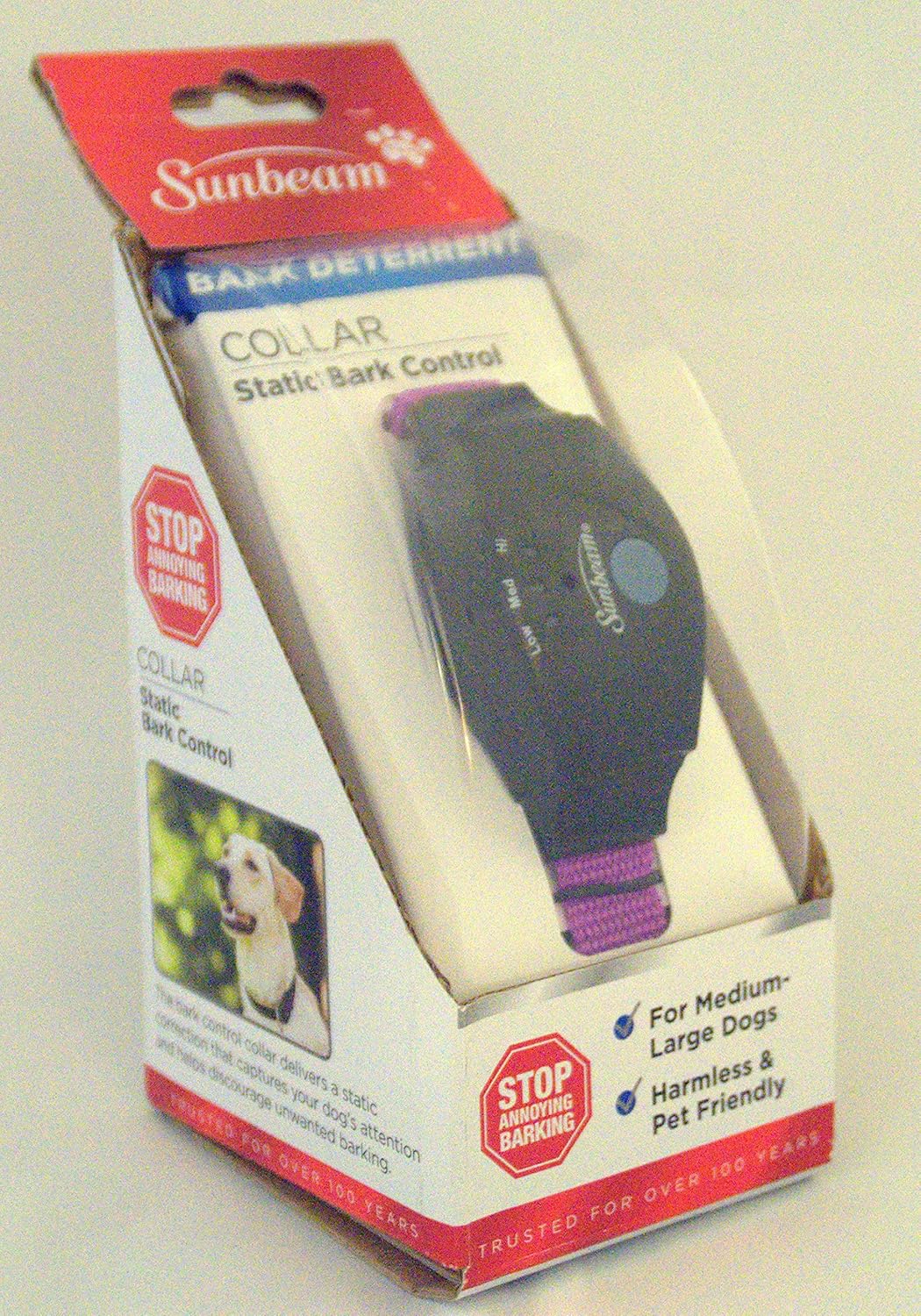 Sunbeam BARK DETERRENT COLLAR Static Bark Control for Medium-Large Dogs SBBCSS1-00P - BLACK / PURPLE