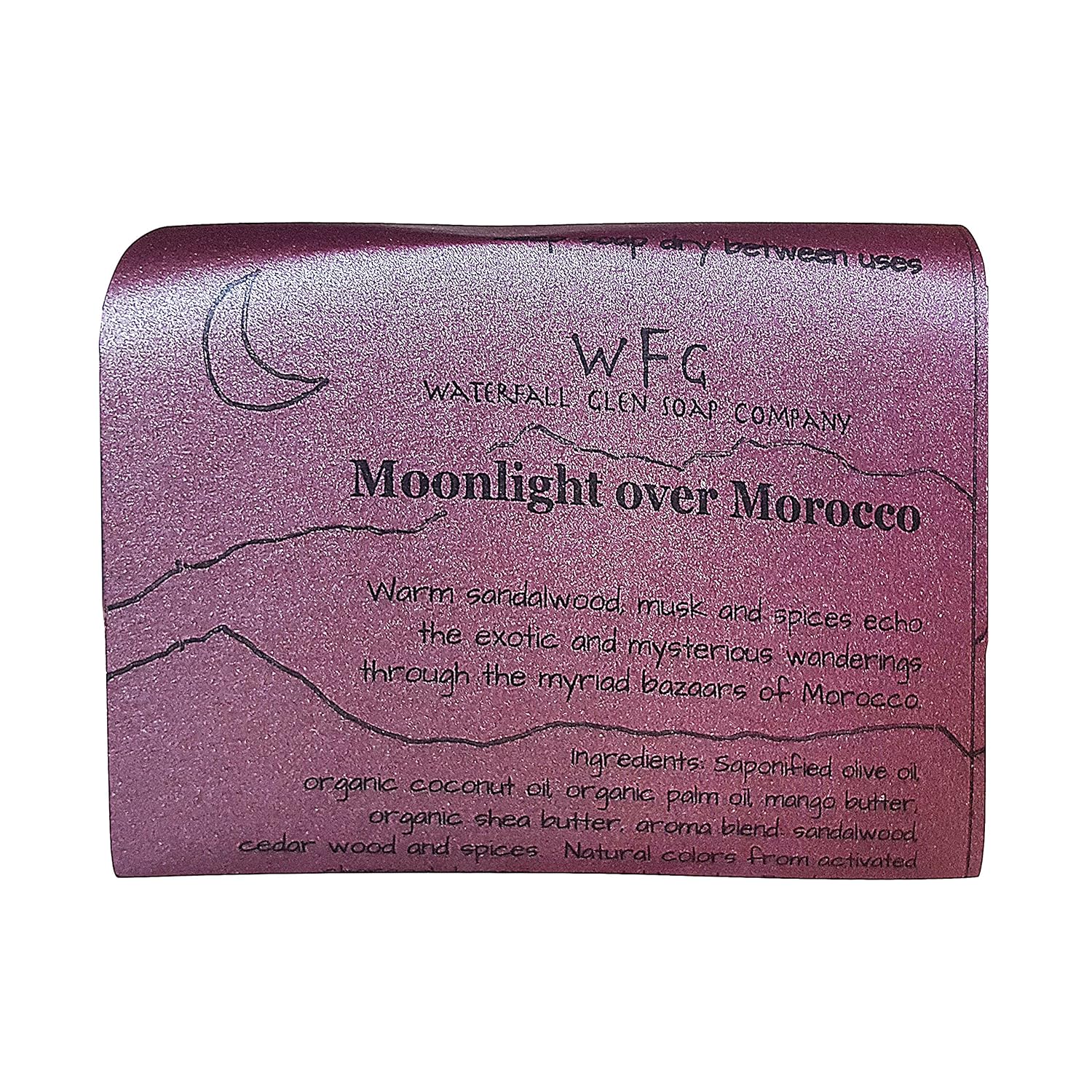 WFG WATERFALL GLEN SOAP COMPANY, LLC, Moonlight over Morocco bath soap, sandalwood and cedar wood with shea butter