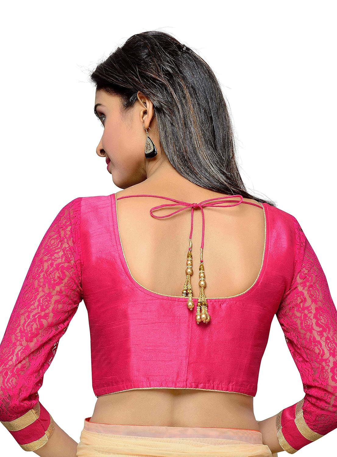 studio shringaar poly raw silk solid pink designer blouse