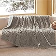 Bedsure Electric Blanket Twin - Jacquard Shaggy Sherpa Heated Blanket, Soft Heating Blanket with 6 Heating Levels & 10 Timer Settings, Giftable Warm Heated Blanket Twin (62x84 inches, Beige)
